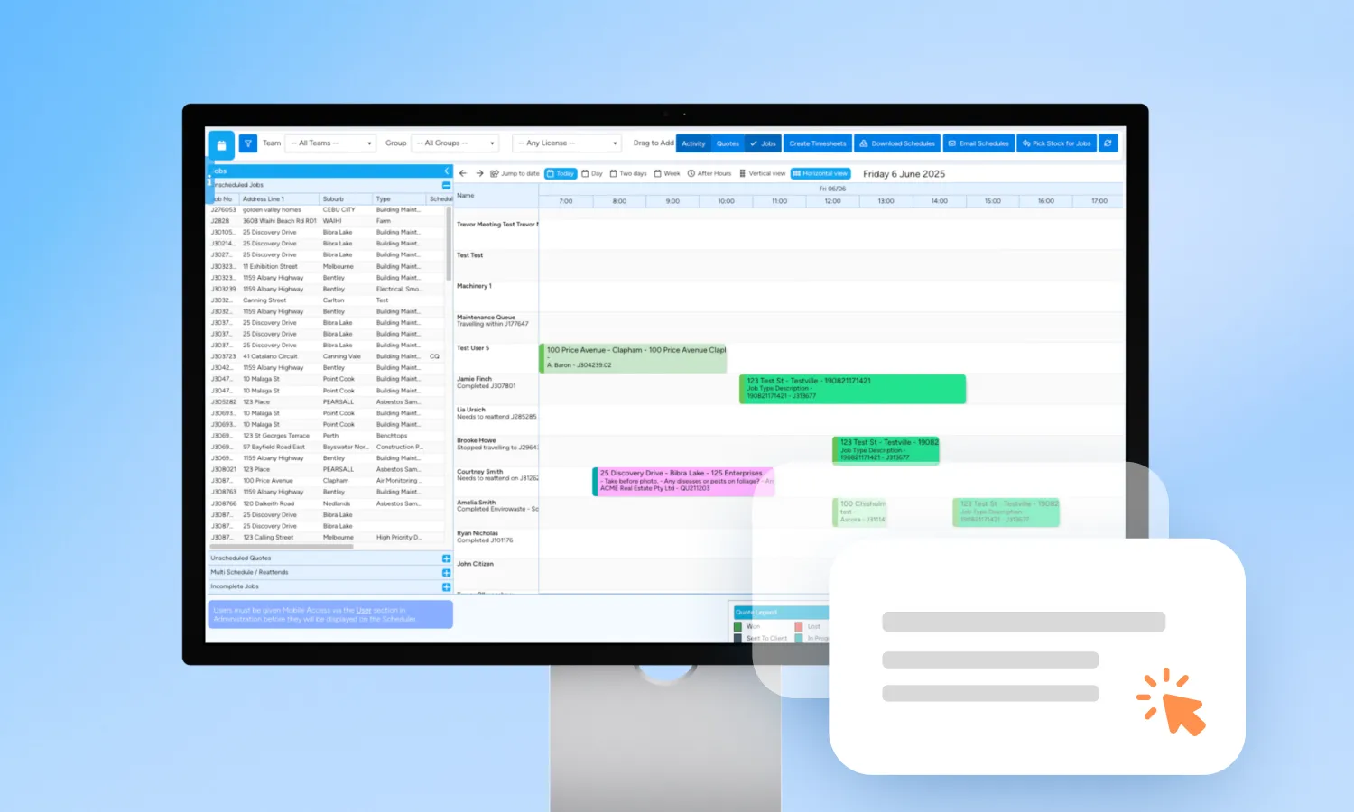 Drag and drop job scheduling