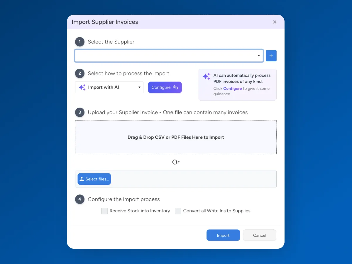 Supplier and purchasing integration in Ascora