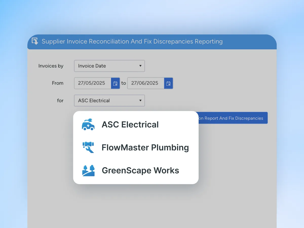 Cross-company reporting filter in Ascora