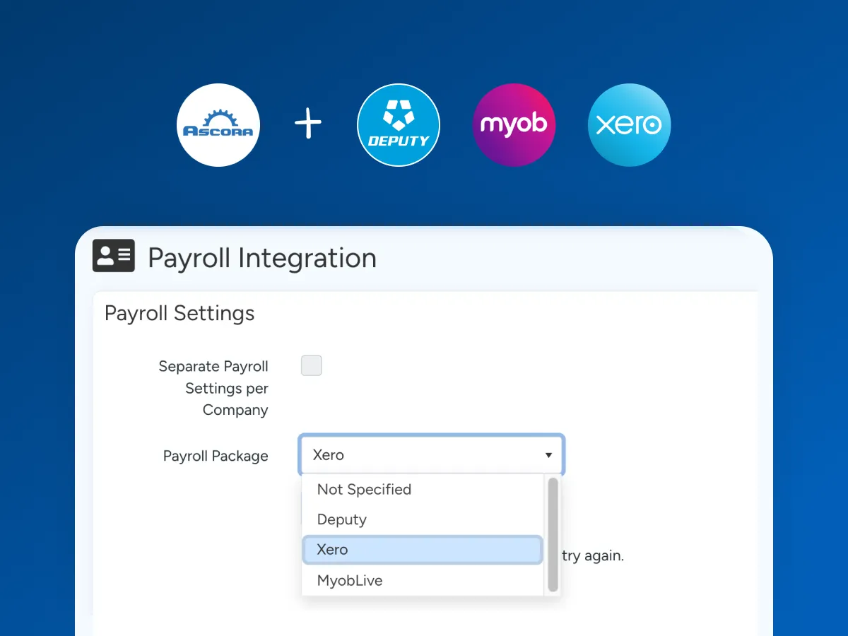 Push hours to payroll in Ascora