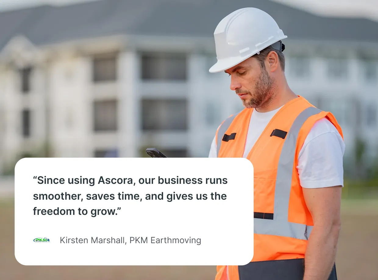 Construction manager reviewing the job schedule on a tablet