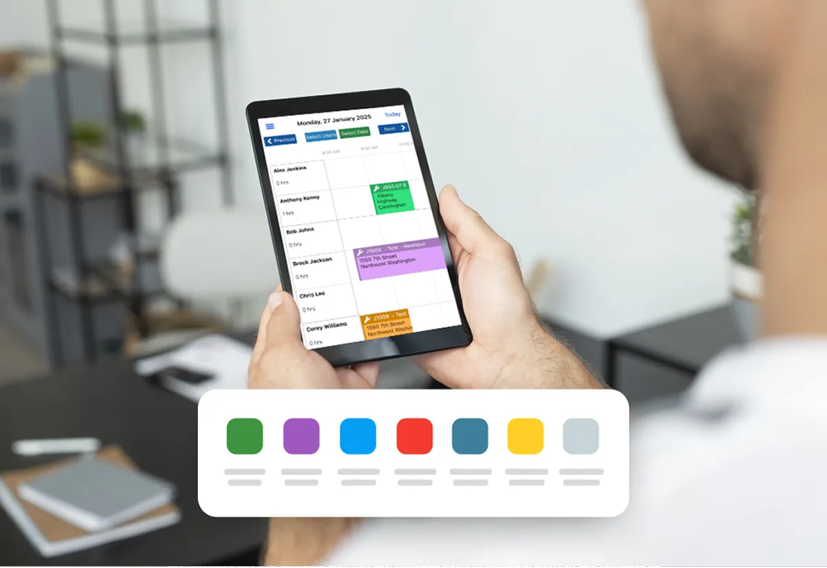 Custom colour coding schemes for jobs and quotes.